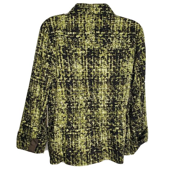Laura Ashley Womens Blazer Jacket Size Medium Green Printed Snap Front Pockets - Picture 2 of 12